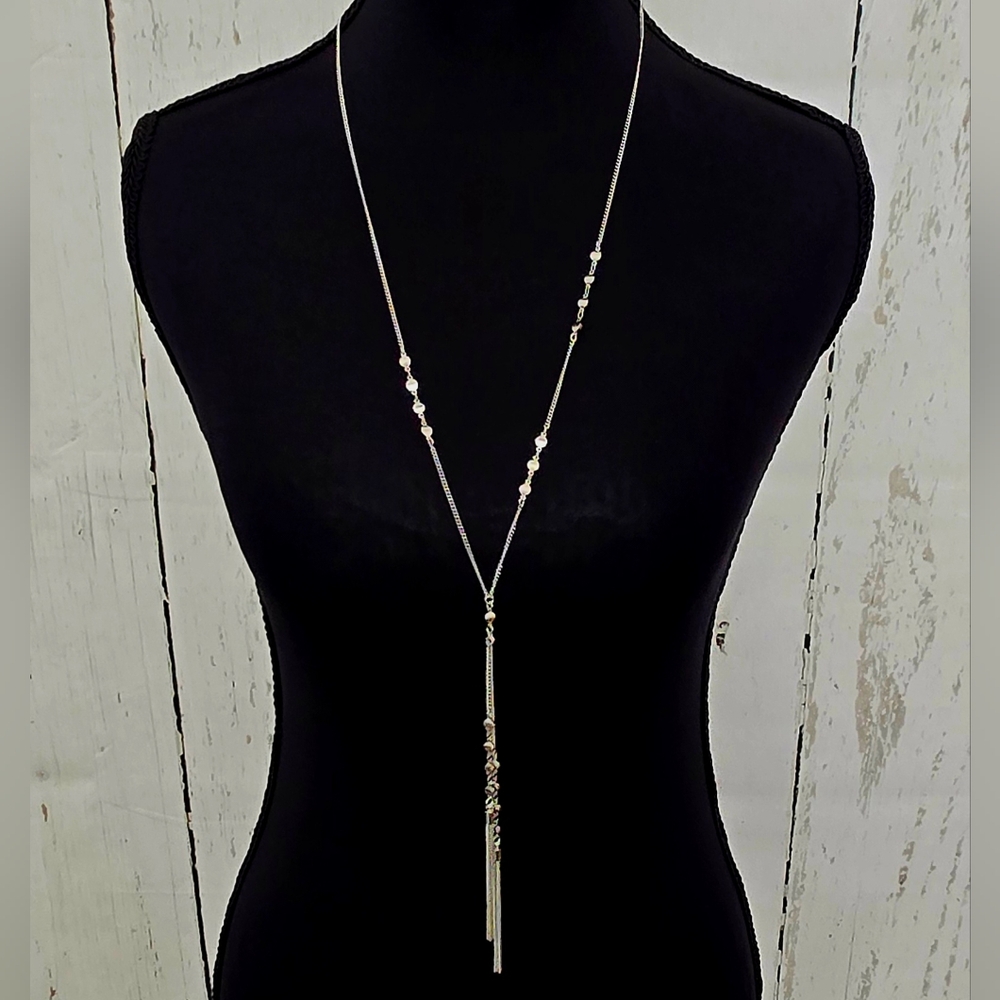 NWT Bancroft Silver double tassle necklace Adjustable